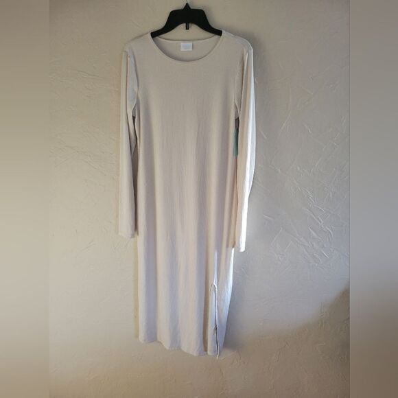 Abound "rainy day" long sleeve ribbed slit midi dress New with Tags size L - Picture 2 of 7